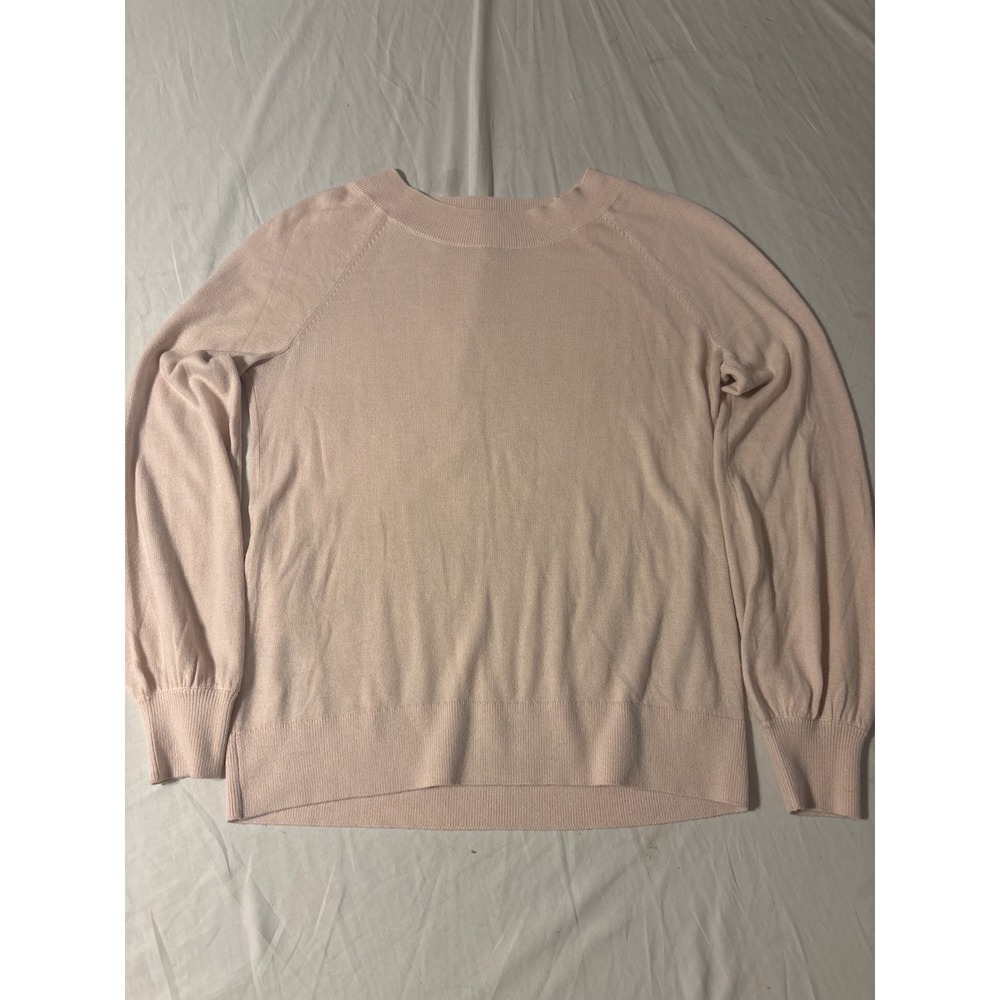 Loft Soft Blush Pink Crewneck Raglan Sleeve Knit Sweater Womens Medium
